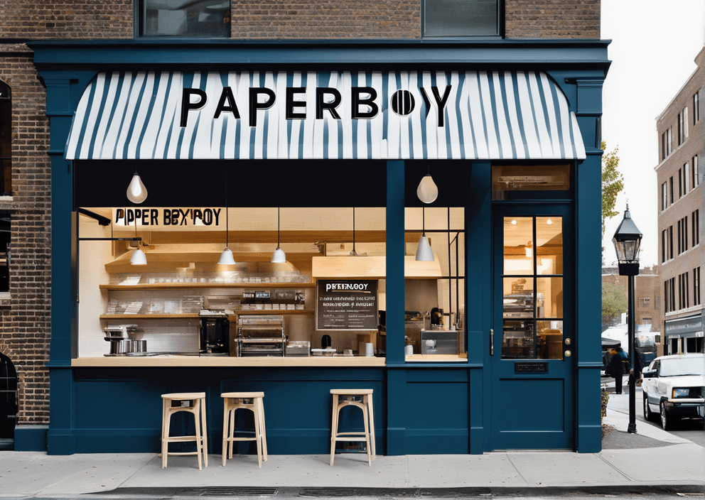 frontage of paperboy café store.